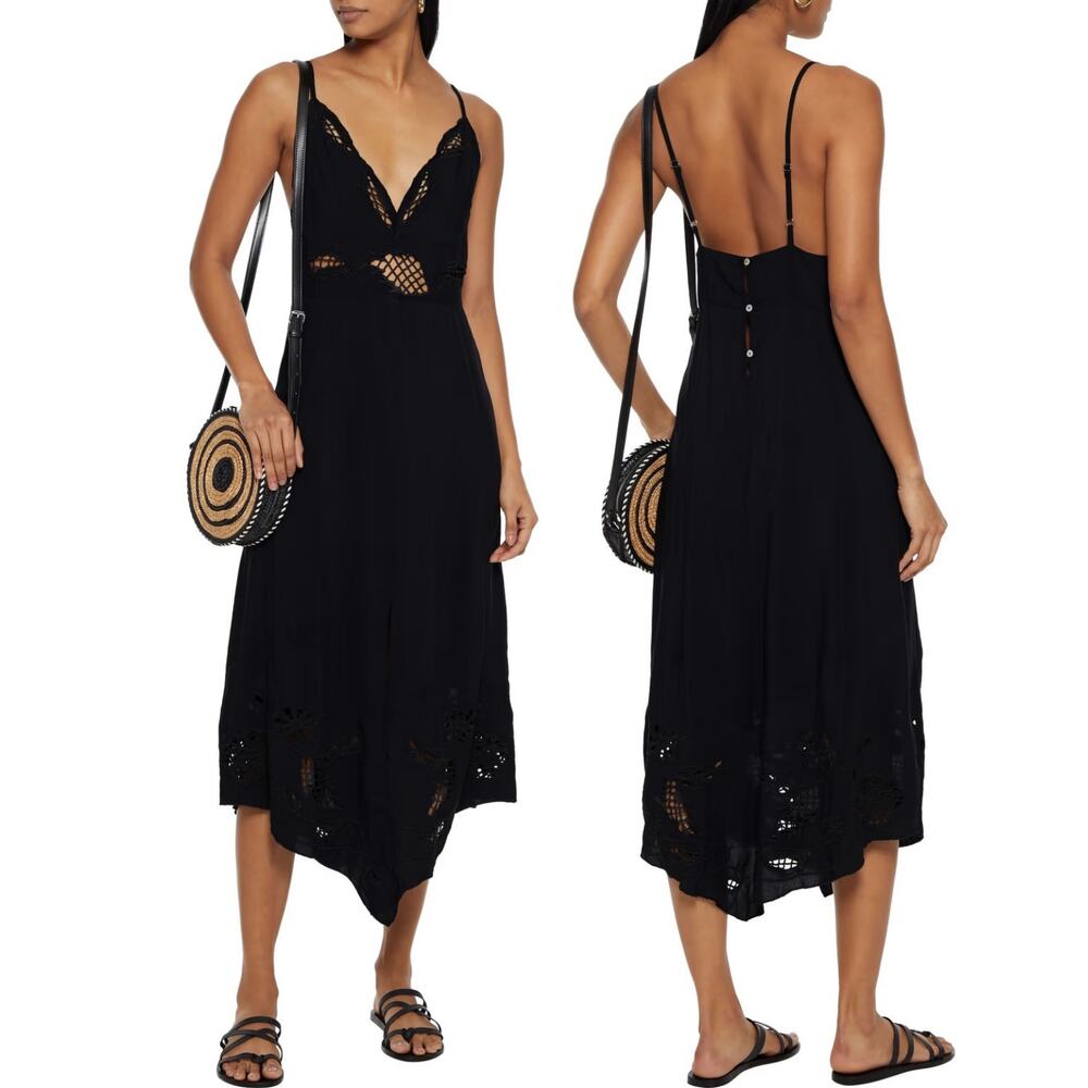 ViX Paula Hermanny Anglaise Voile Midi Dress Boho Summer Vacation Party Formal S